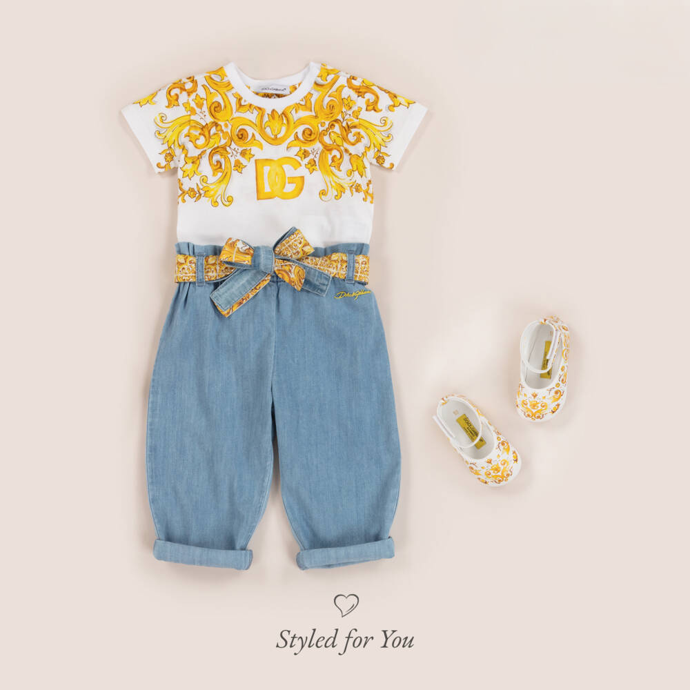 Dolce & Gabbana-Girls Yellow Majolica Leather Shoes | Childrensalon Outlet