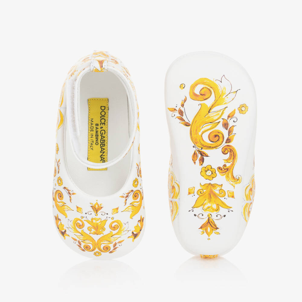 Dolce & Gabbana-Girls Yellow Majolica Leather Shoes | Childrensalon Outlet