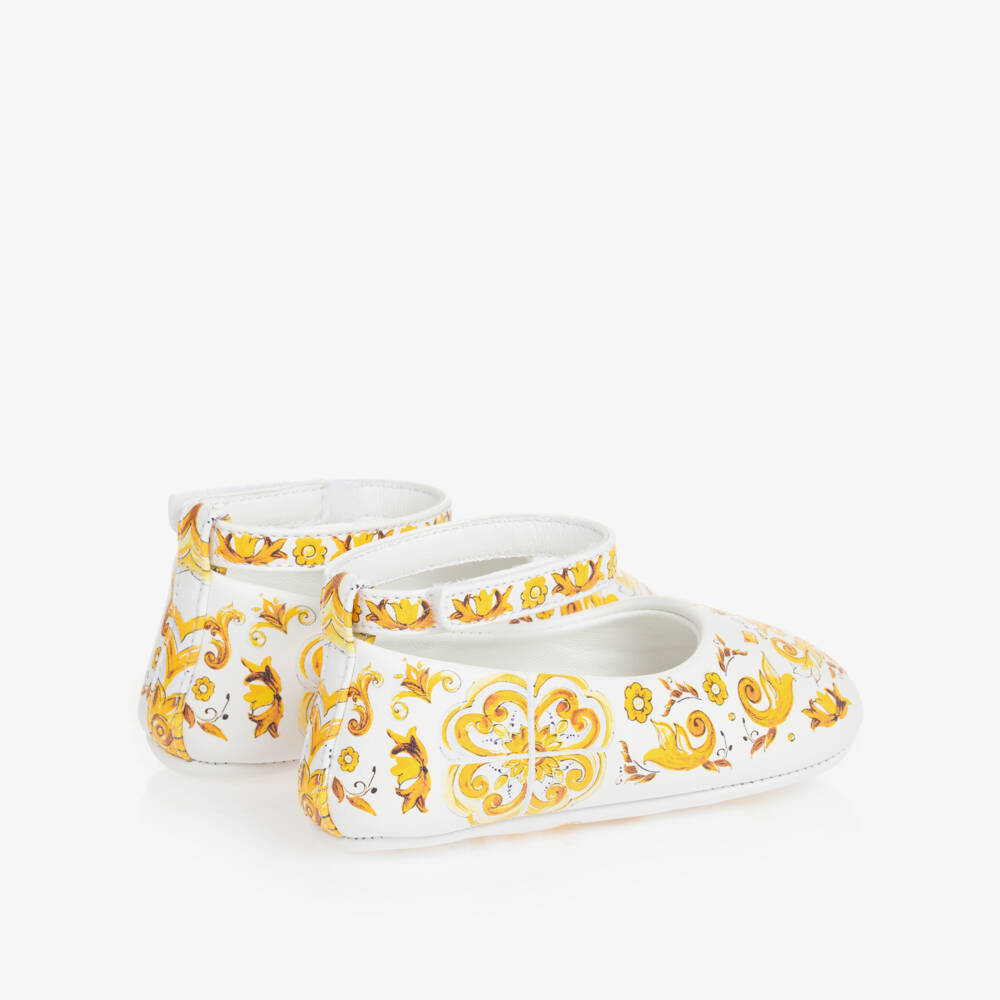 Dolce & Gabbana-Girls Yellow Majolica Leather Shoes | Childrensalon Outlet