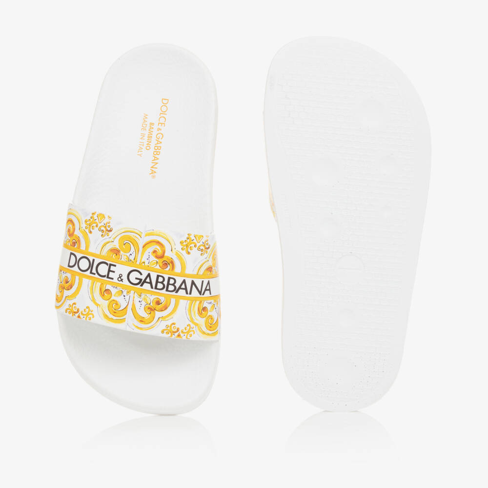 Dolce & Gabbana-Girls Yellow Majolica Slip-Ons | Childrensalon Outlet