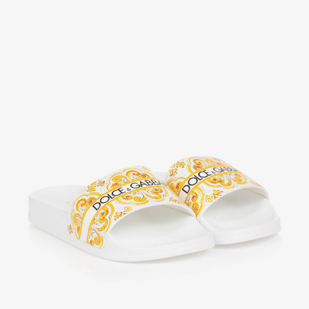 Dolce & Gabbana-Girls Yellow Majolica Slip-Ons | Childrensalon Outlet