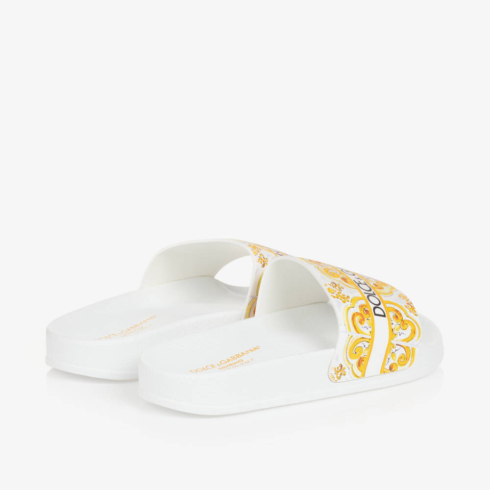 Dolce & Gabbana-Girls Yellow Majolica Slip-Ons | Childrensalon Outlet