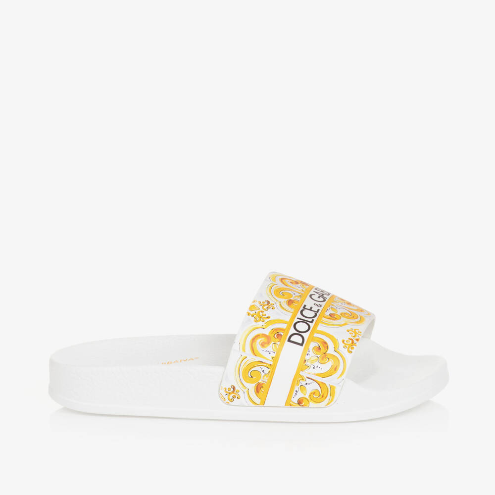 Dolce & Gabbana-Girls Yellow Majolica Slip-Ons | Childrensalon Outlet