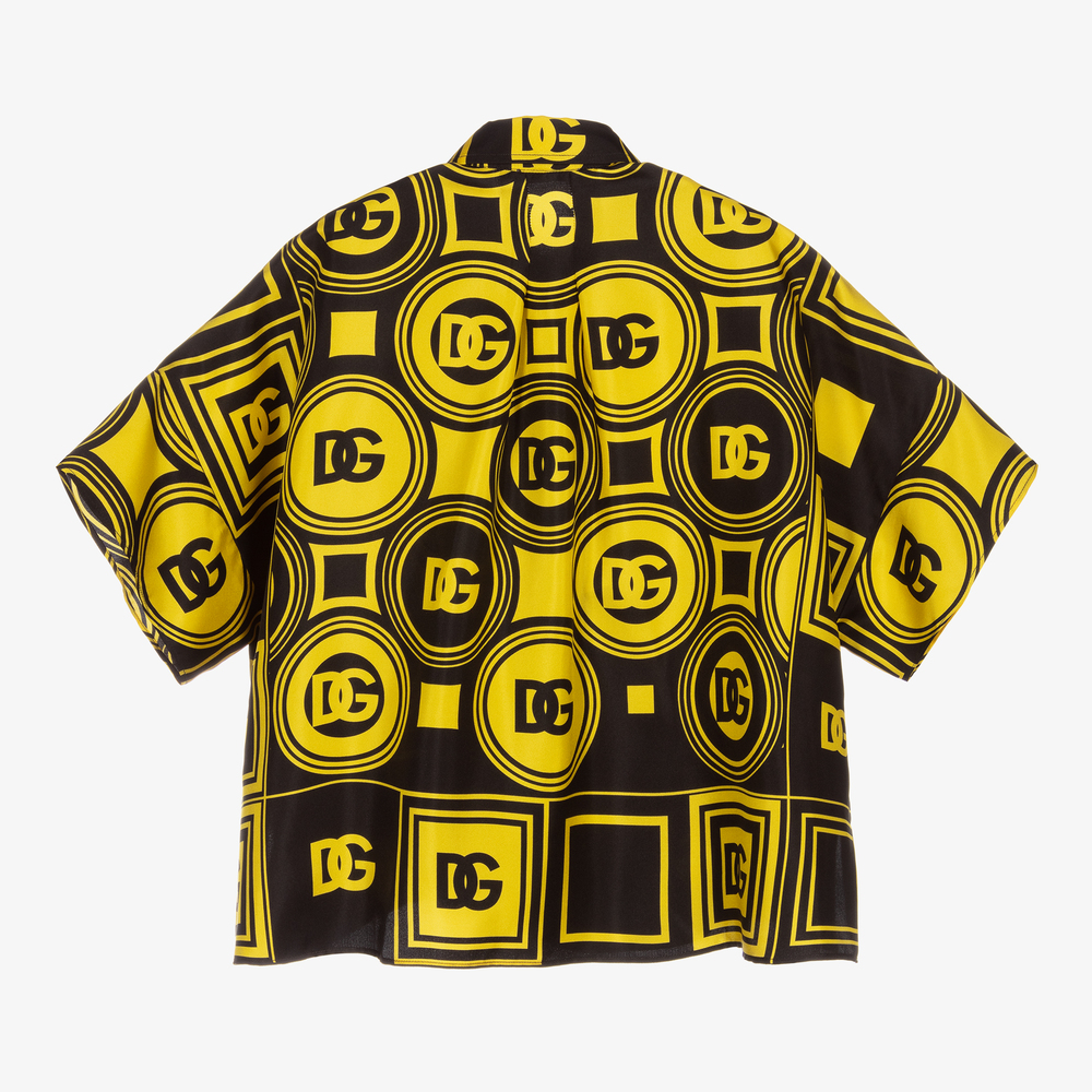 DOLCE&GABBANA - 黄色好きさんラグジュアリーセット DOLCE&GABBANA ビジューTシャツ Dolce & Gabbana - Girls Yellow Silk Shirt | Childrensalon Outlet