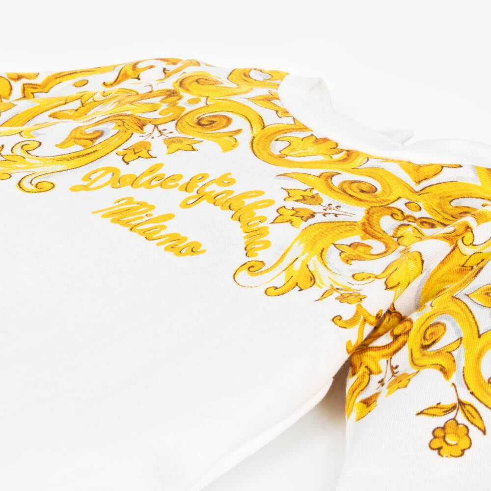 Dolce & Gabbana-Girls Yellow & White Babysuit Trio | Childrensalon Outlet