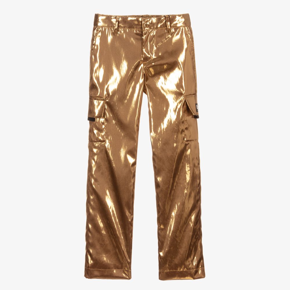 Dolce & Gabbana - Gold Cargo Logo Trousers | Childrensalon