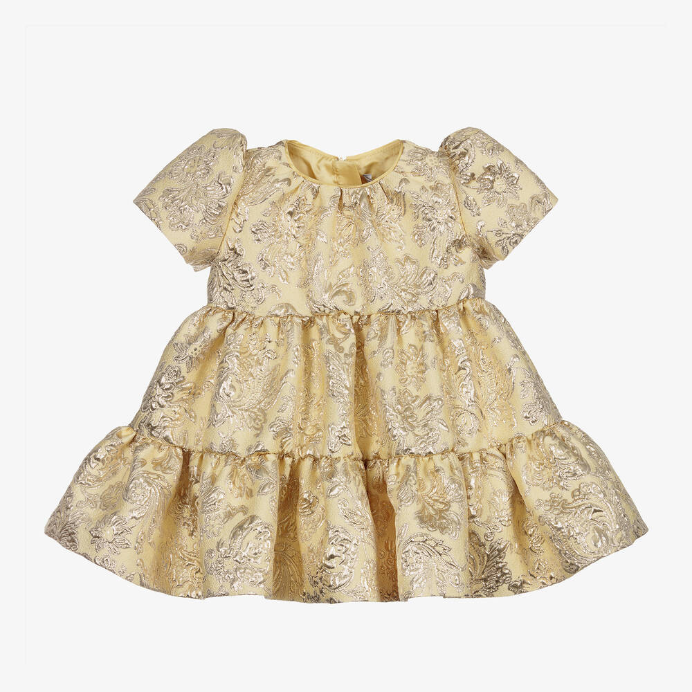Dolce & Gabbana - Gold Jacquard Baby Dress Set  | Childrensalon