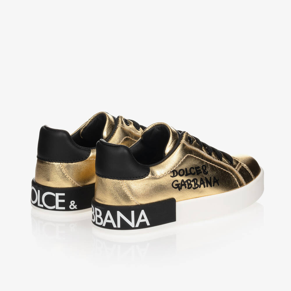 Dolce and gabbana gold trainers on sale