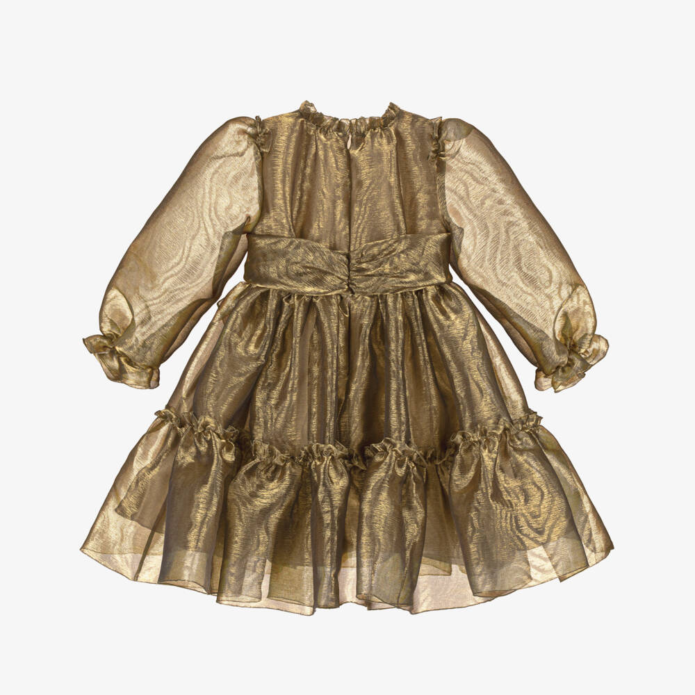 Dolce & Gabbana-Золотое платье из органзы для девочек | Childrensalon Outlet