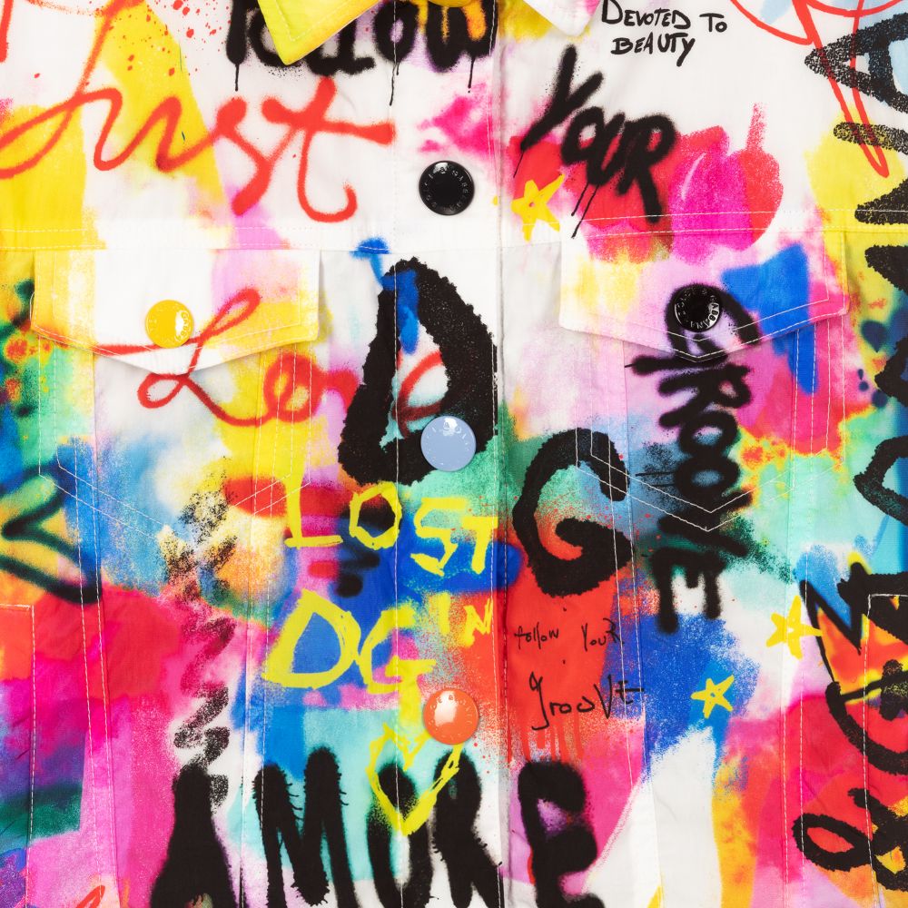 視線を集めて◇Graffiti Print ジャケット◇Dolce & Gabbana Dolce & Gabbana Graffiti Zip Up Hooded Jacket M NEW W