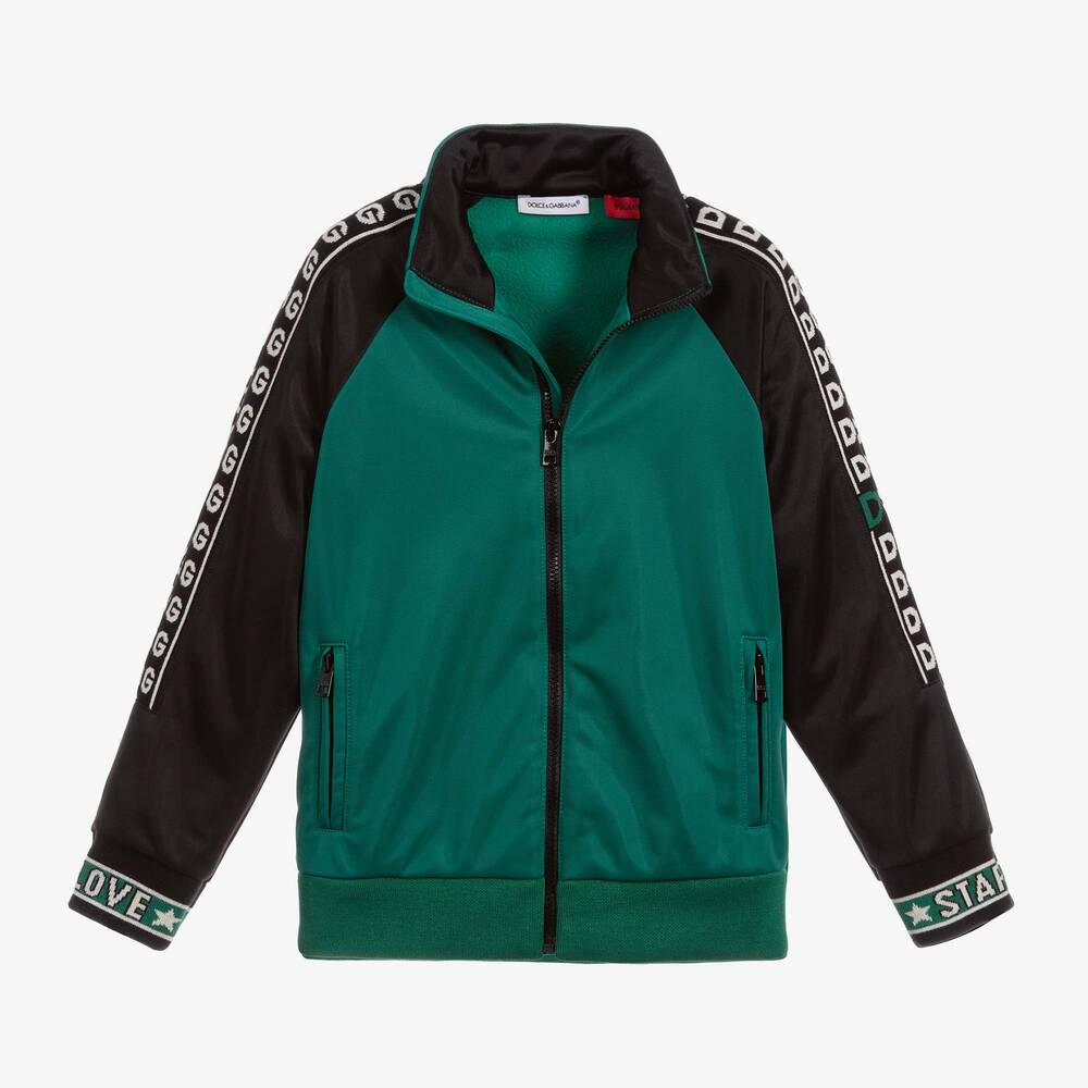 Dolce & Gabbana-Green & Black Zip-Up Top | Childrensalon Outlet
