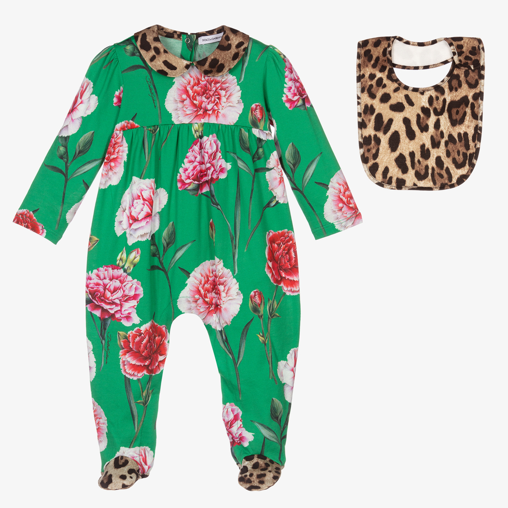 Dolce & Gabbana - Green Carnation Babysuit Set | Childrensalon
