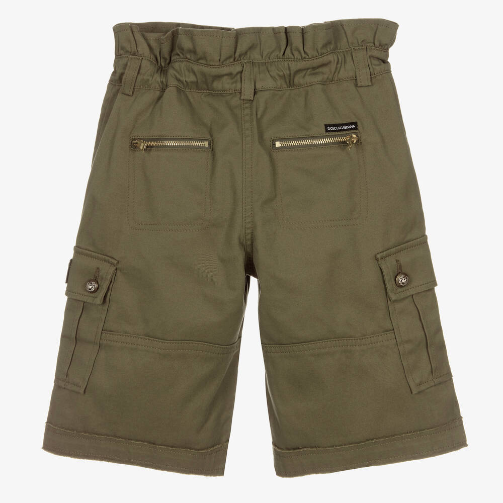 Dolce & Gabbana-Green Cotton Cargo Shorts | Childrensalon Outlet