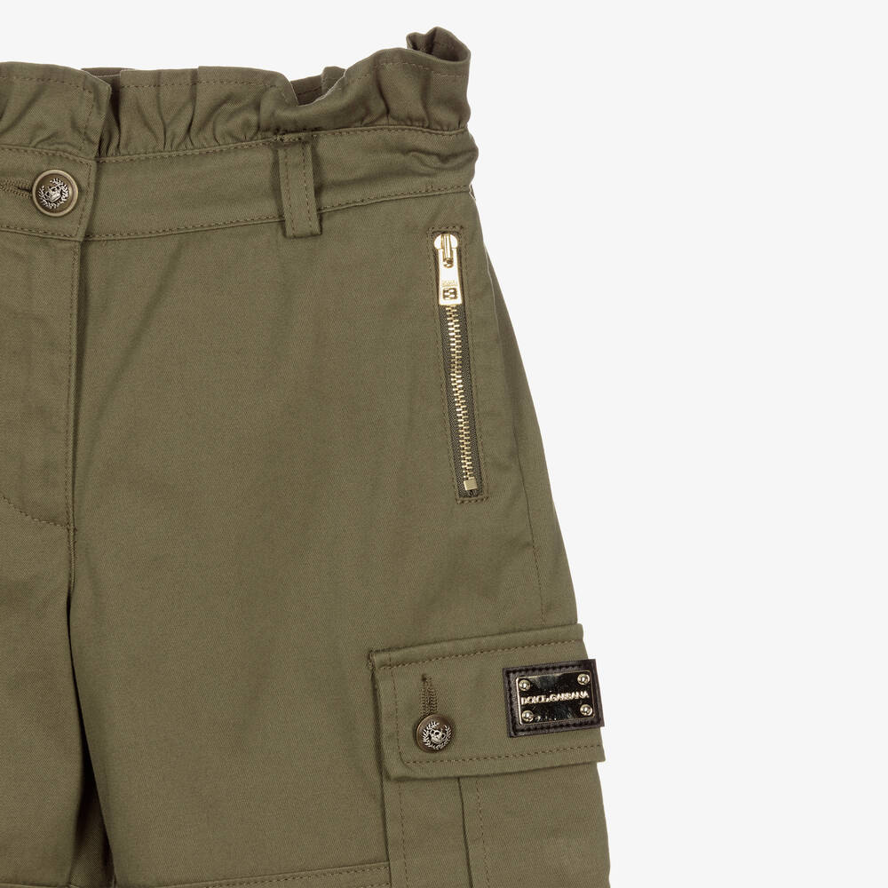 Dolce & Gabbana-Green Cotton Cargo Shorts | Childrensalon Outlet