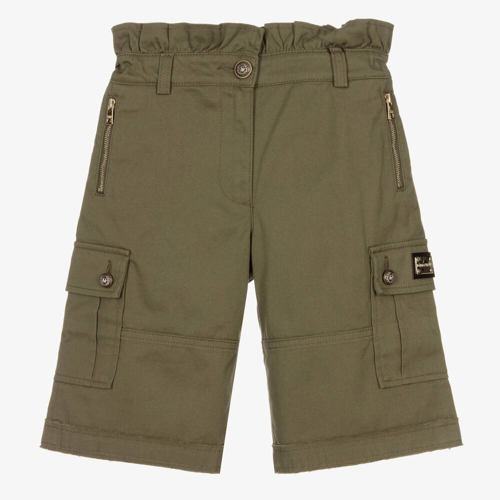 Dolce & Gabbana - Green Cotton Cargo Shorts | Childrensalon