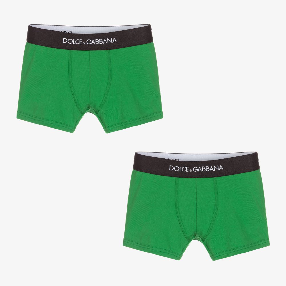 Dolce & Gabbana - Green Logo Boxers (2 Pack) | Childrensalon