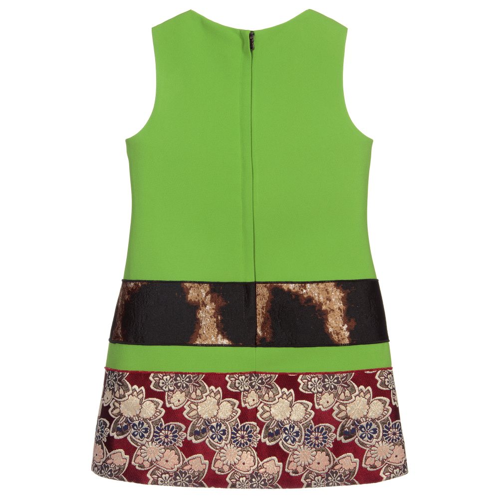 Dolce & Gabbana-Green Viscose Patchwork Dress | Childrensalon Outlet