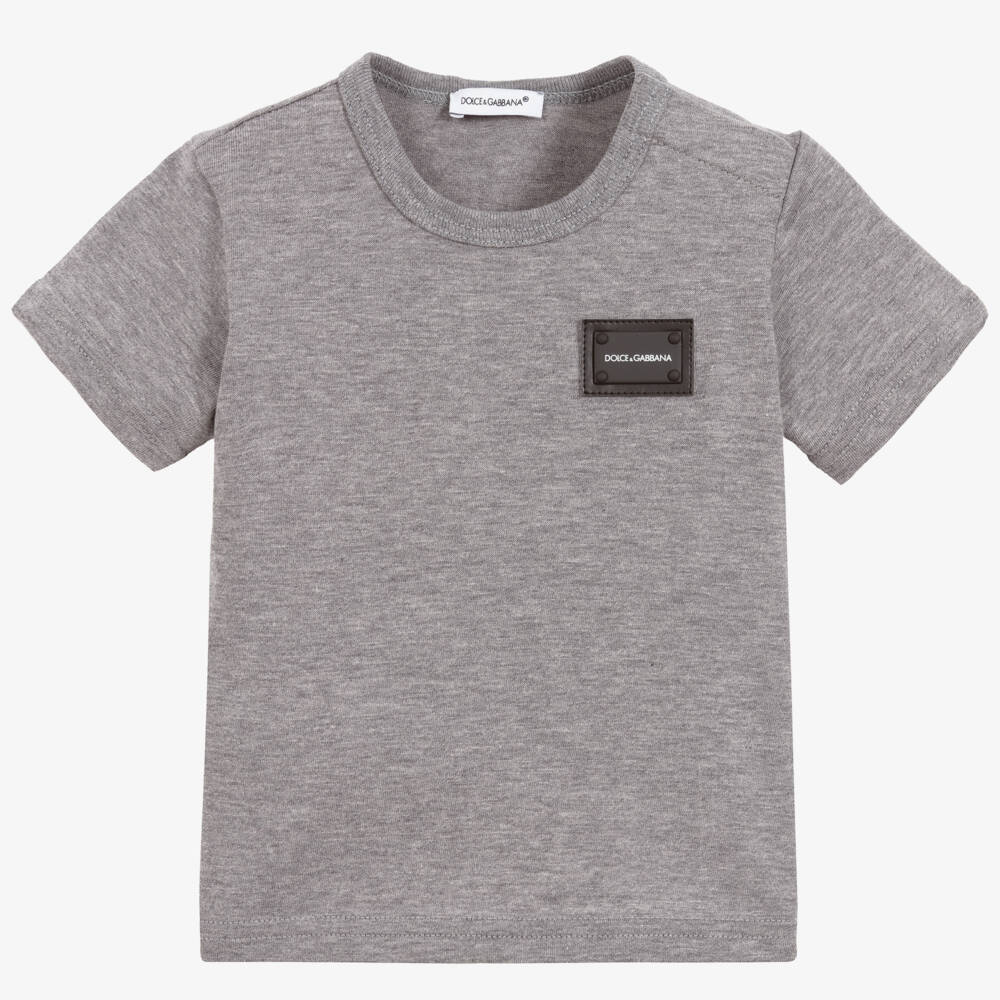 Dolce & Gabbana-Grey Cotton Baby T-Shirt | Childrensalon Outlet