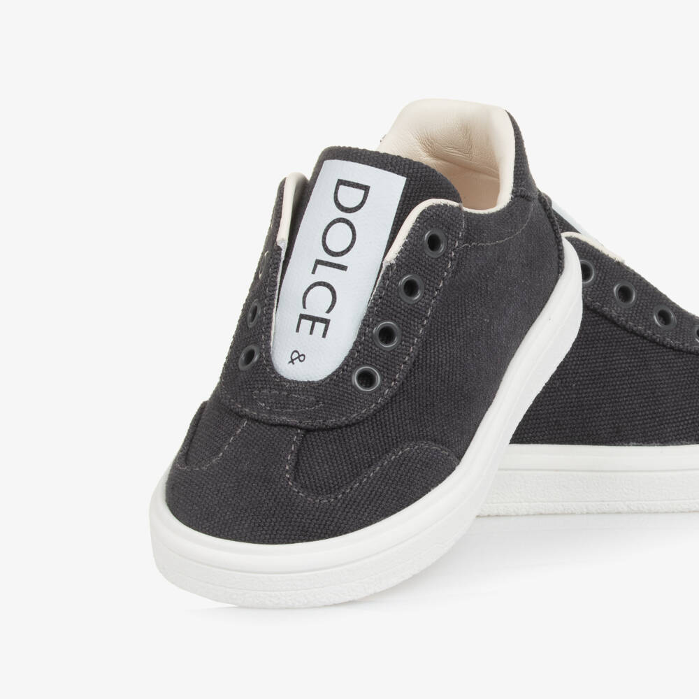Dolce & Gabbana-Grey Cotton Canvas Trainers | Childrensalon Outlet