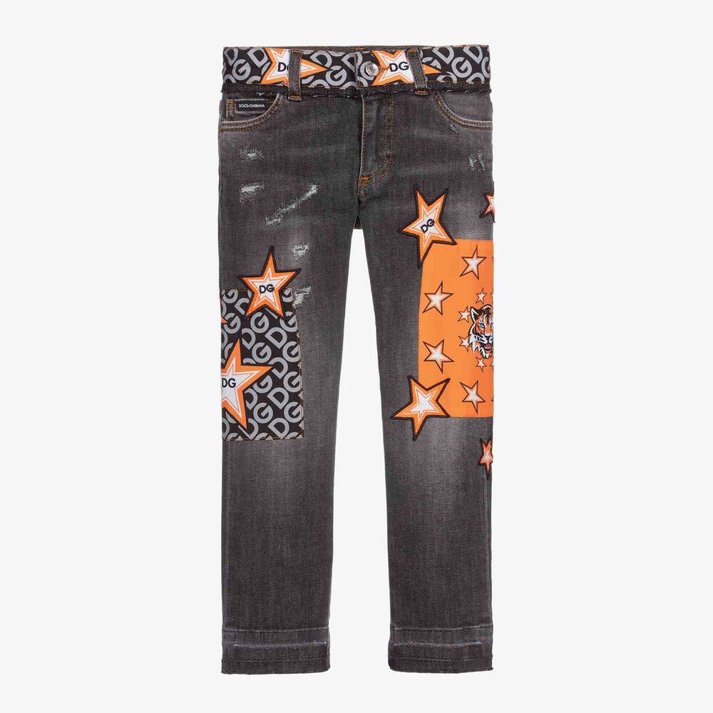 Dolce & Gabbana - Graue Denim-Jeans mit Logo | Childrensalon