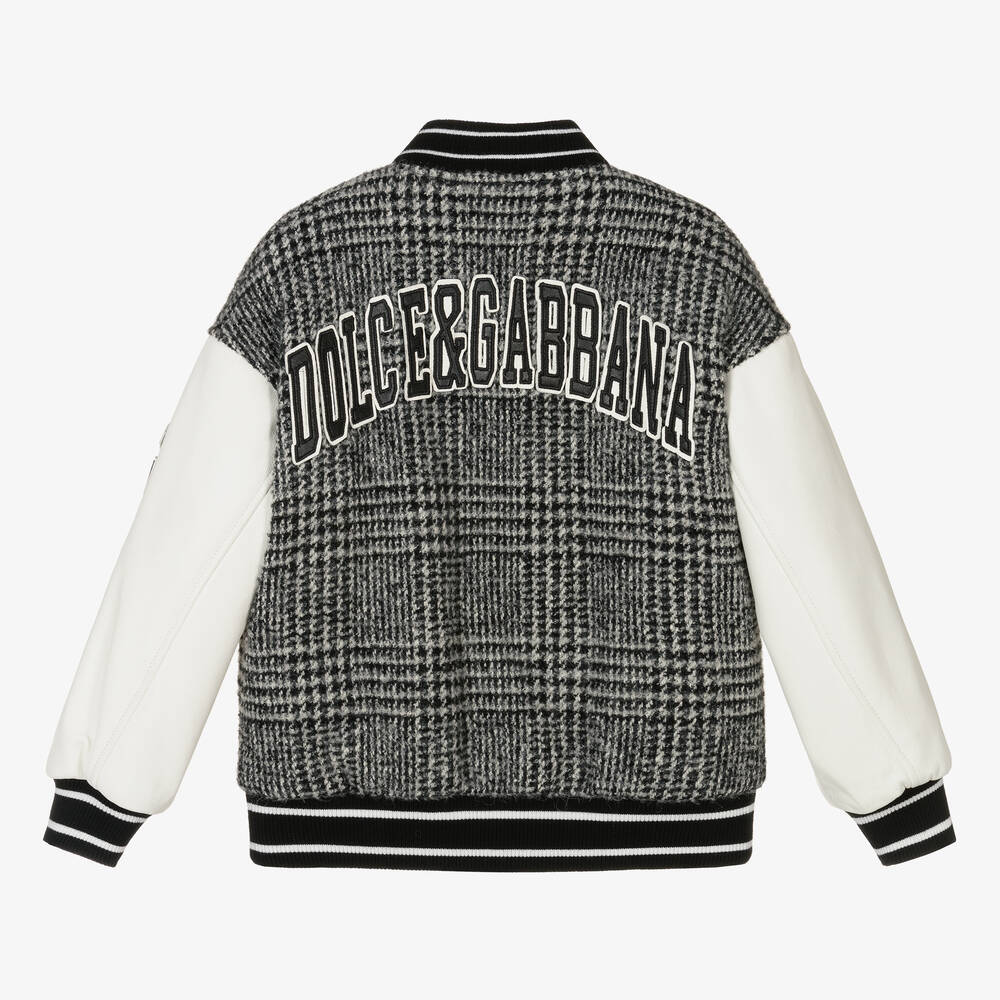 Dolce & Gabbana - Grey Wool Check Varsity Jacket