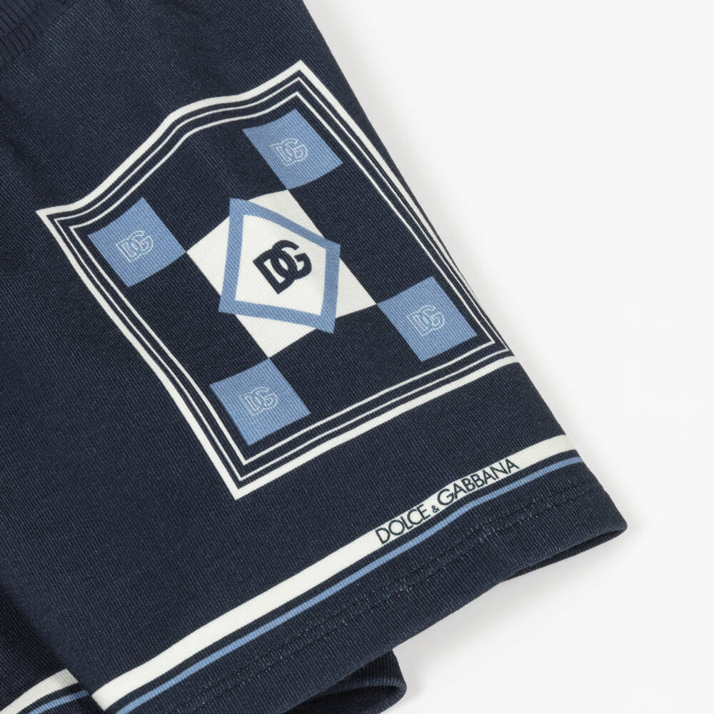 Dolce & Gabbana-Infant Boys Azure Patterned Cotton Shorts | Childrensalon Outlet