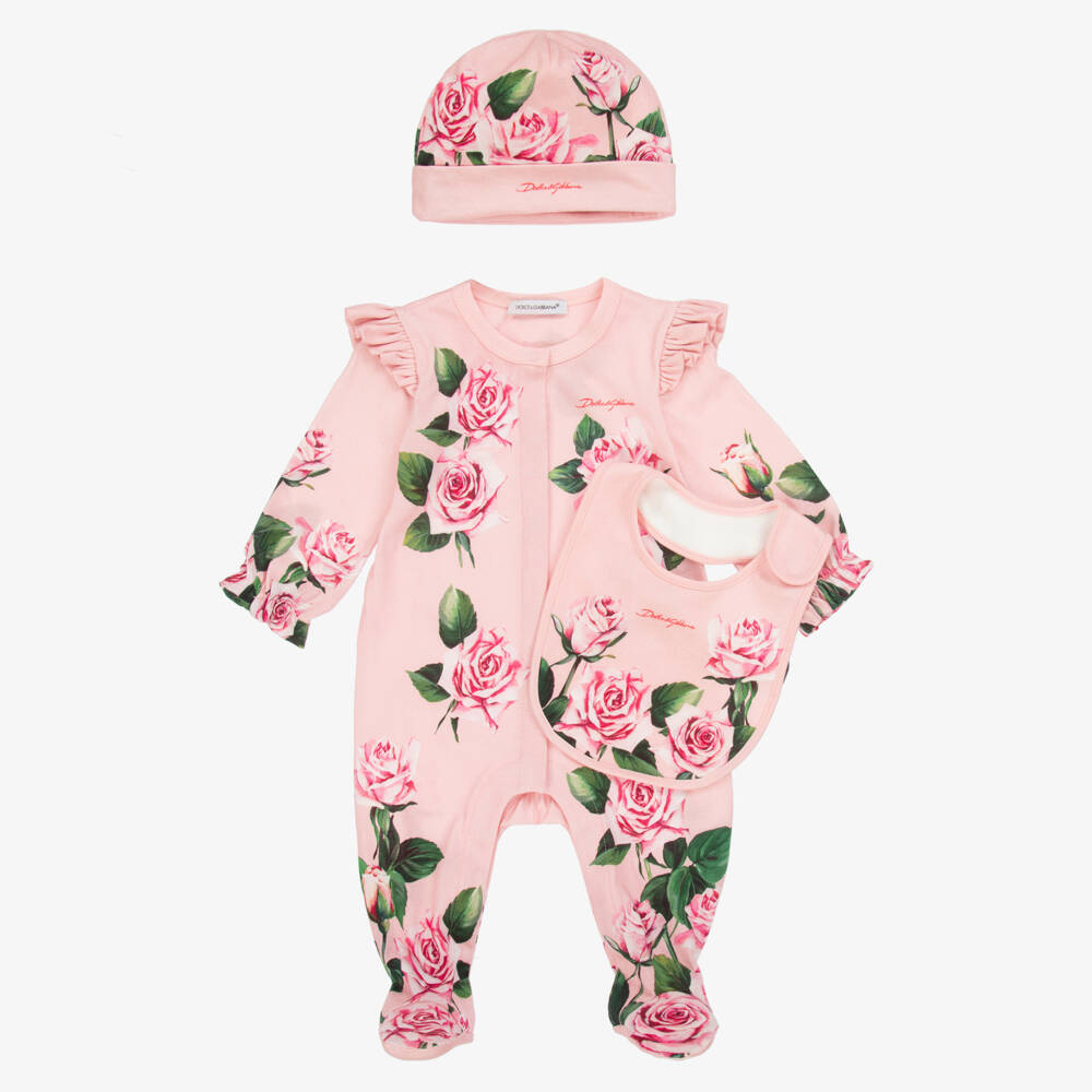 Dolce & Gabbana-Infant Rose Blossom Babysuit Ensemble | Childrensalon Outlet