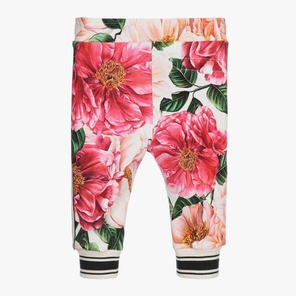 Dolce & Gabbana-Ivory Camellia Baby Joggers | Childrensalon Outlet