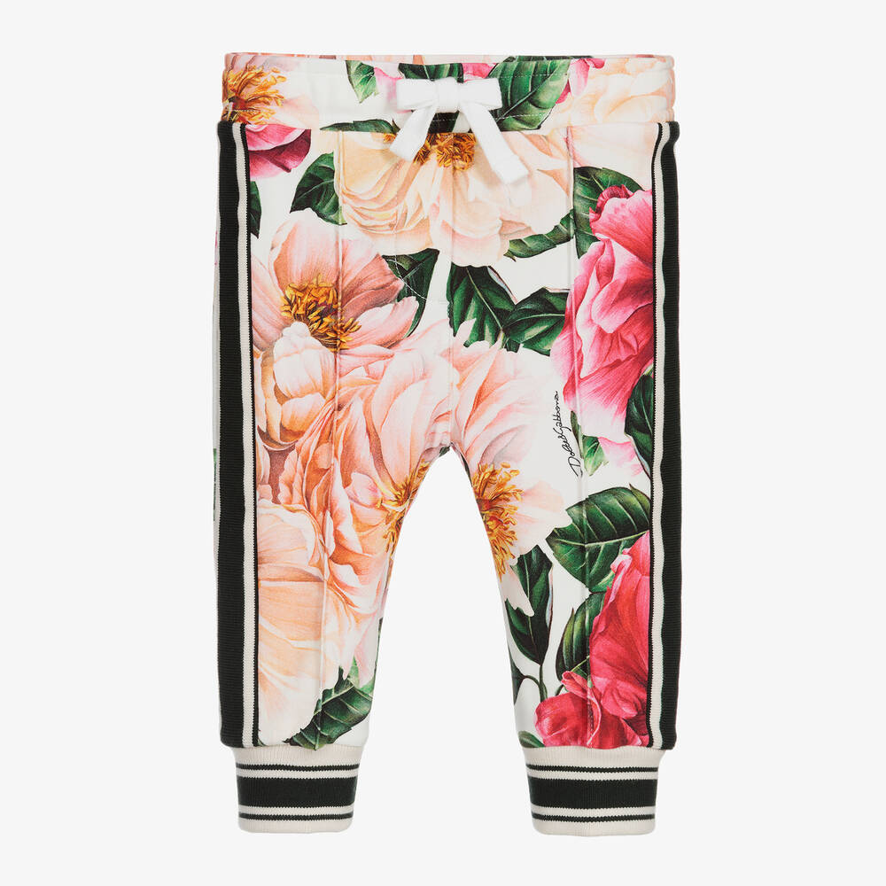 Dolce & Gabbana - Ivory Camellia Baby Joggers | Childrensalon