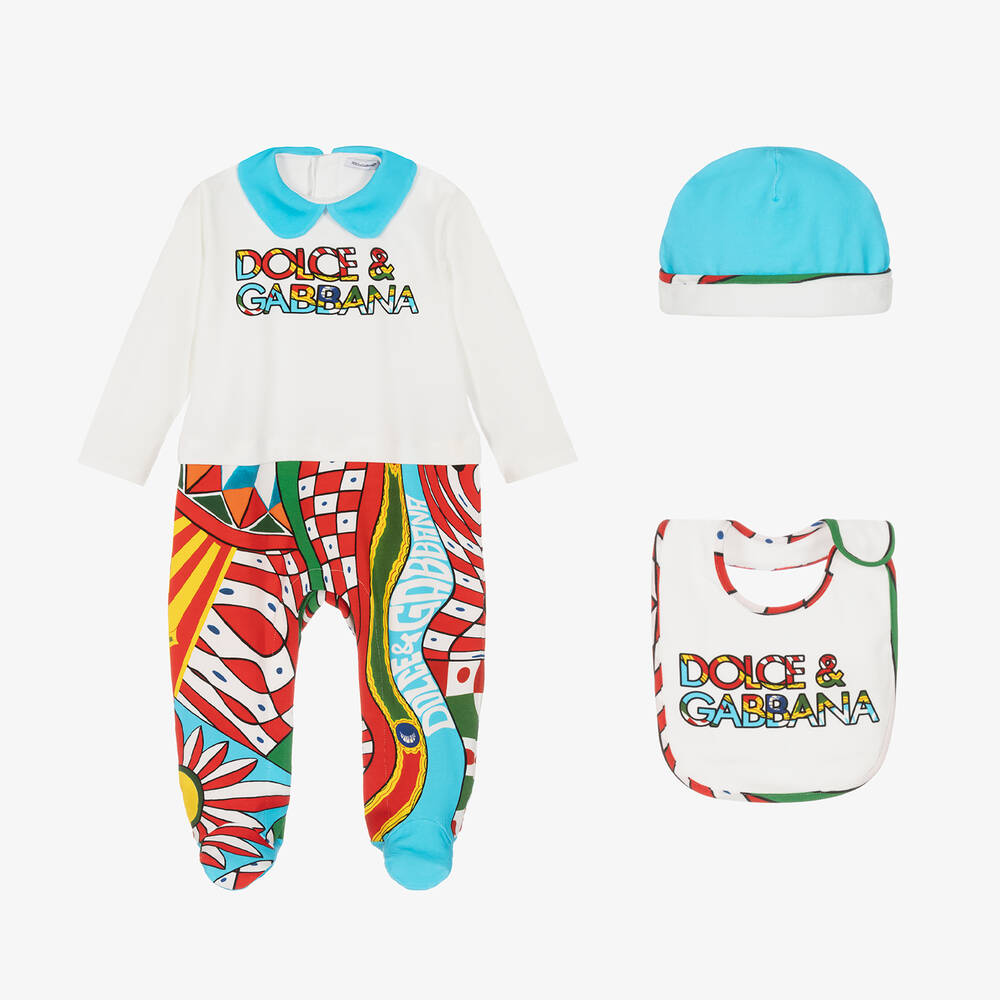 Dolce & Gabbana - طقم أفرول قطن جيرسي لون عاجي للأطفال | Childrensalon