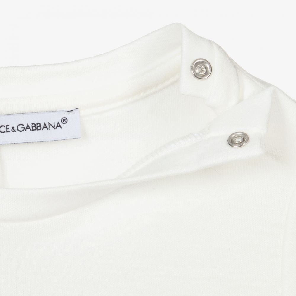 Dolce & Gabbana-Кремовое боди из хлопка | Childrensalon Outlet