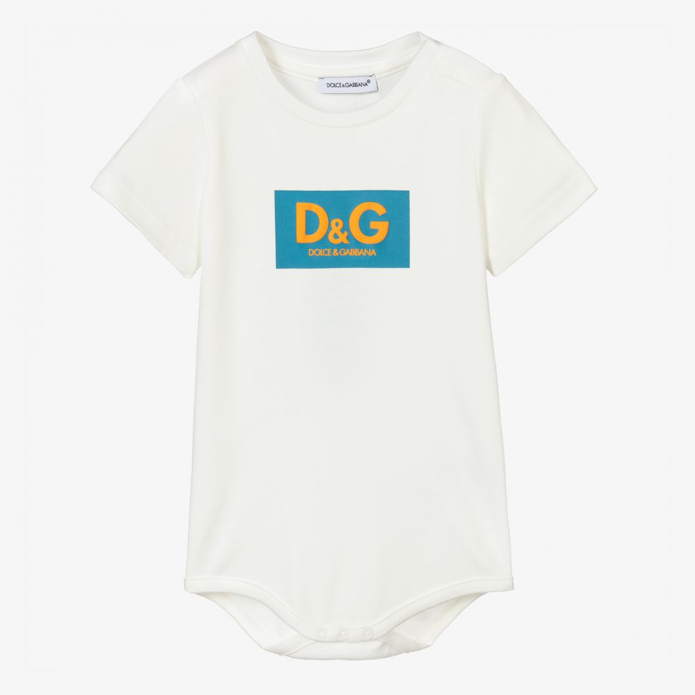 Dolce & Gabbana-Кремовое боди из хлопка | Childrensalon Outlet