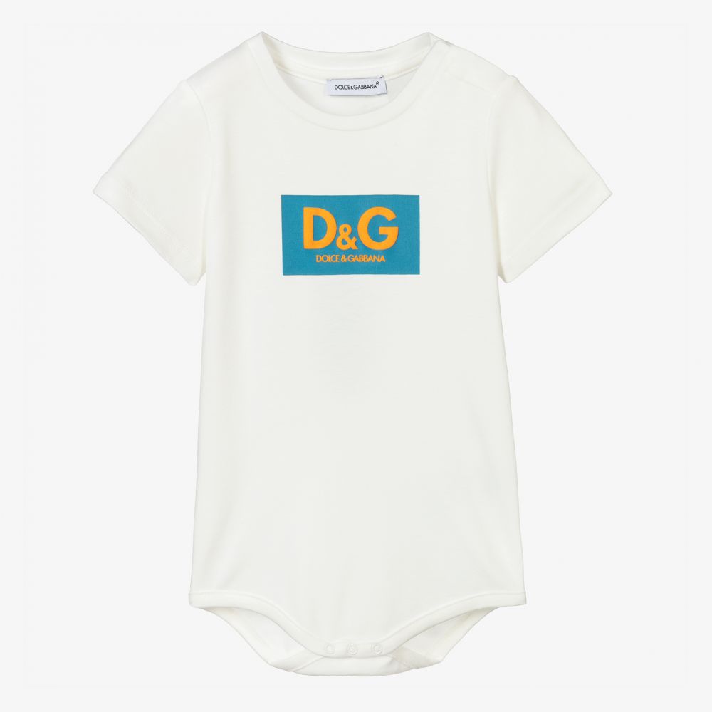 Dolce & Gabbana - Ivory Cotton Logo Bodyvest | Childrensalon