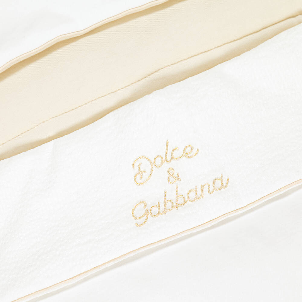 Dolce & Gabbana-Ivory Jersey Baby Nest with Gold Logo Embroidery | Childrensalon Outlet