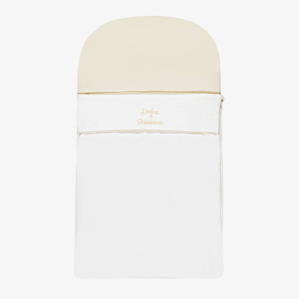 Dolce & Gabbana-Ivory Jersey Baby Nest with Gold Logo Embroidery | Childrensalon Outlet