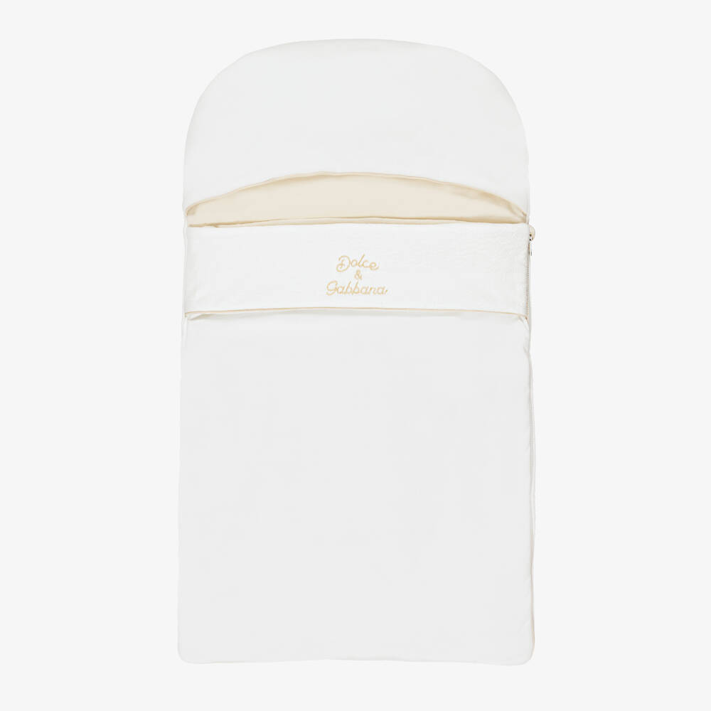 Dolce & Gabbana-Ivory Jersey Baby Nest with Gold Logo Embroidery | Childrensalon Outlet