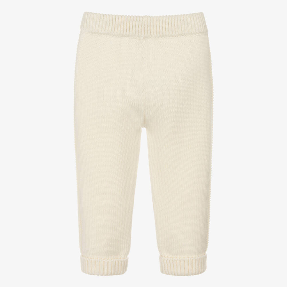 Dolce & Gabbana-Ivory Wool Knit Joggers with Embroidered Logo | Childrensalon Outlet