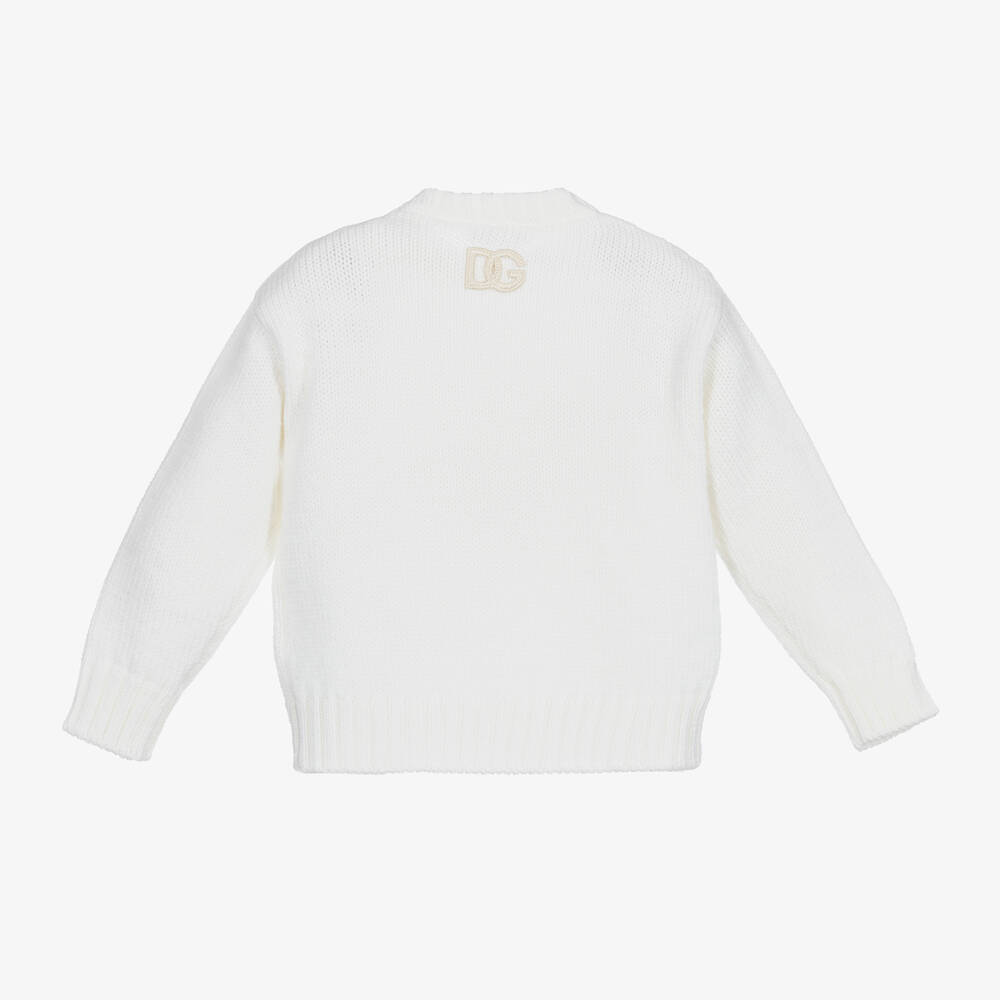 Dolce & Gabbana-Кремовый шерстяной свитер с розами | Childrensalon Outlet