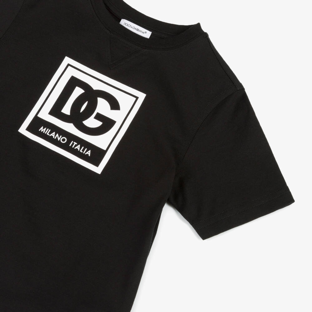 Dolce & Gabbana-Junior Boys Bold Black Tee | Childrensalon Outlet