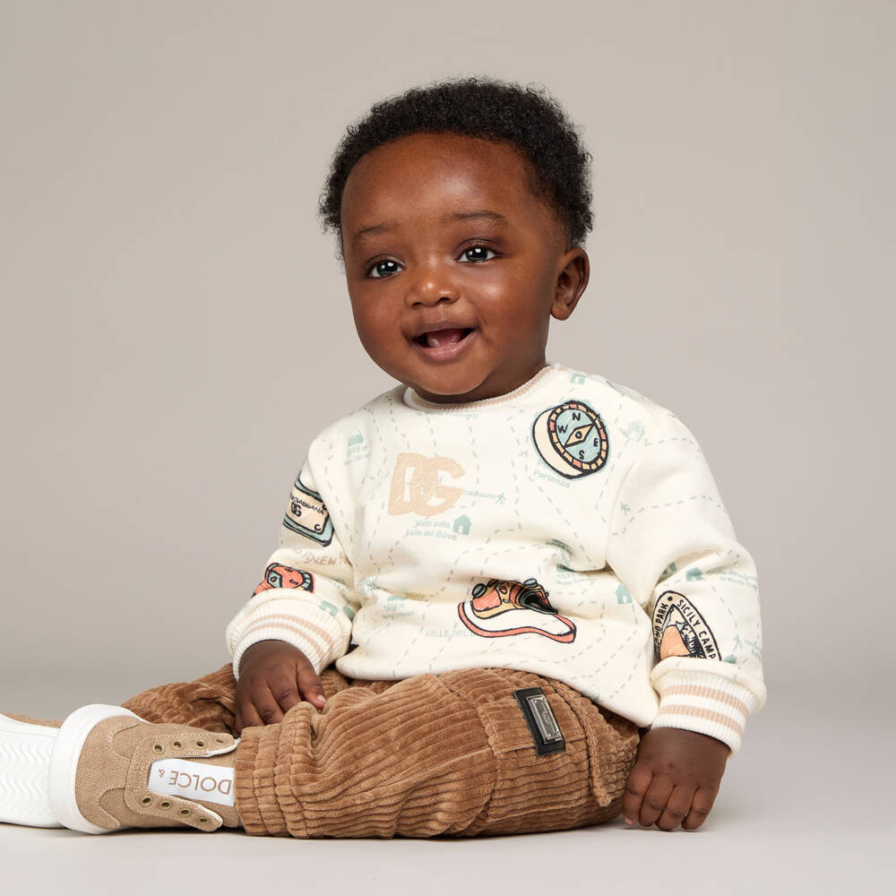 Dolce & Gabbana-Junior Boys Ivory Travel Sweatshirt | Childrensalon Outlet