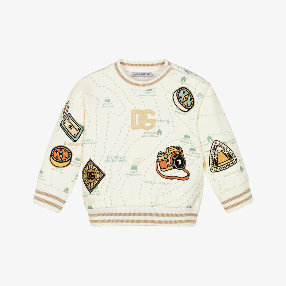 Dolce & Gabbana-Junior Boys Ivory Travel Sweatshirt | Childrensalon Outlet