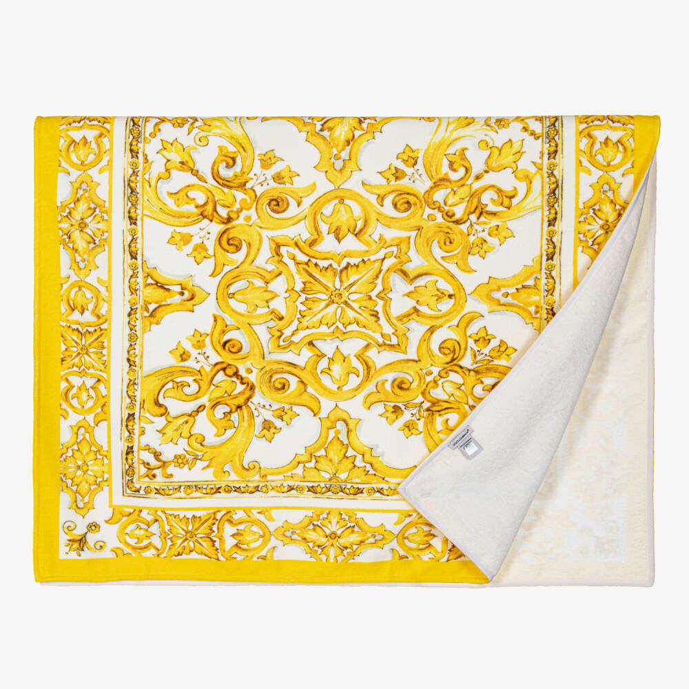 Dolce & Gabbana-Junior Majolica Patterned Yellow Towel | Childrensalon Outlet