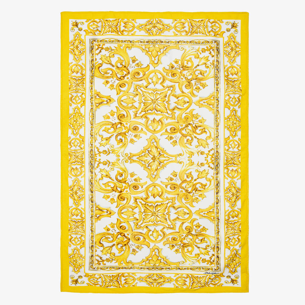 Dolce & Gabbana-Junior Majolica Patterned Yellow Towel | Childrensalon Outlet