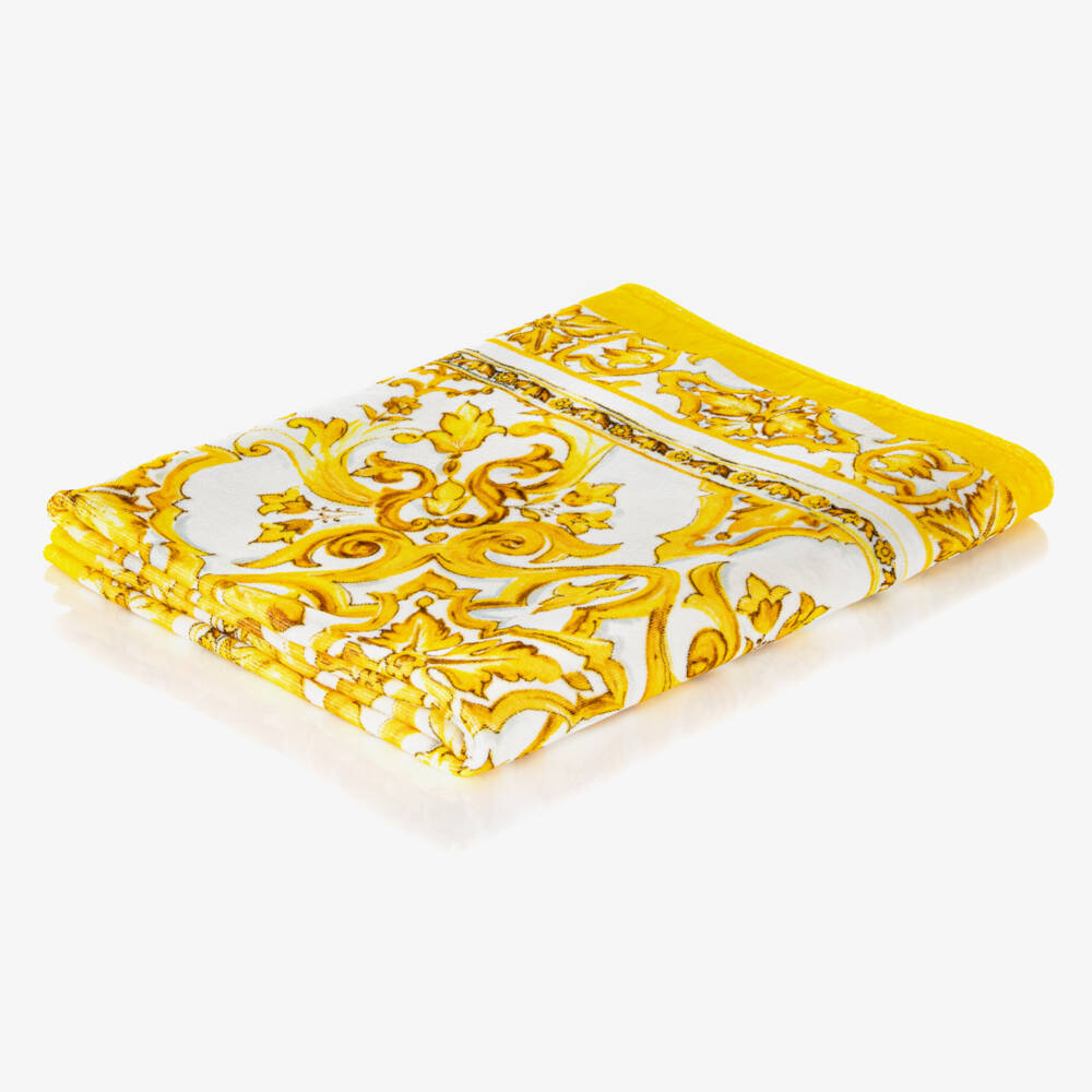 Dolce & Gabbana-Junior Majolica Patterned Yellow Towel | Childrensalon Outlet