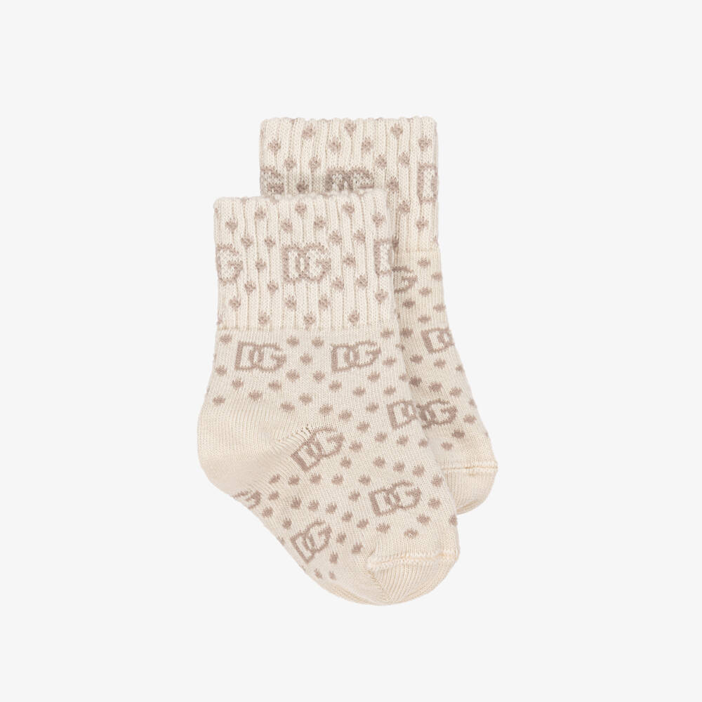 Dolce & Gabbana-Little Boys Beige Cotton Blend Socks | Childrensalon Outlet