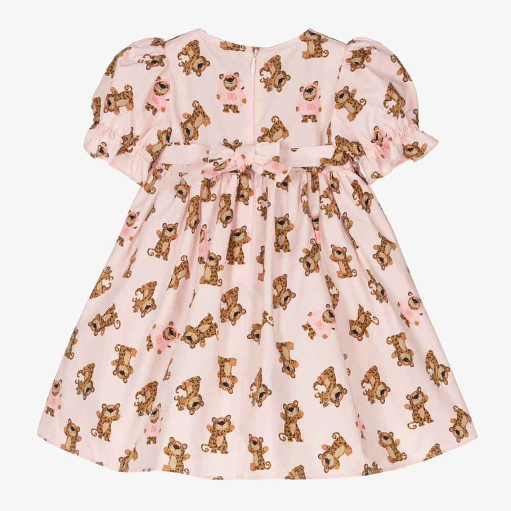 Dolce & Gabbana-فستان وردي بنقشة الفهد للبنات الصغيرات | Childrensalon Outlet