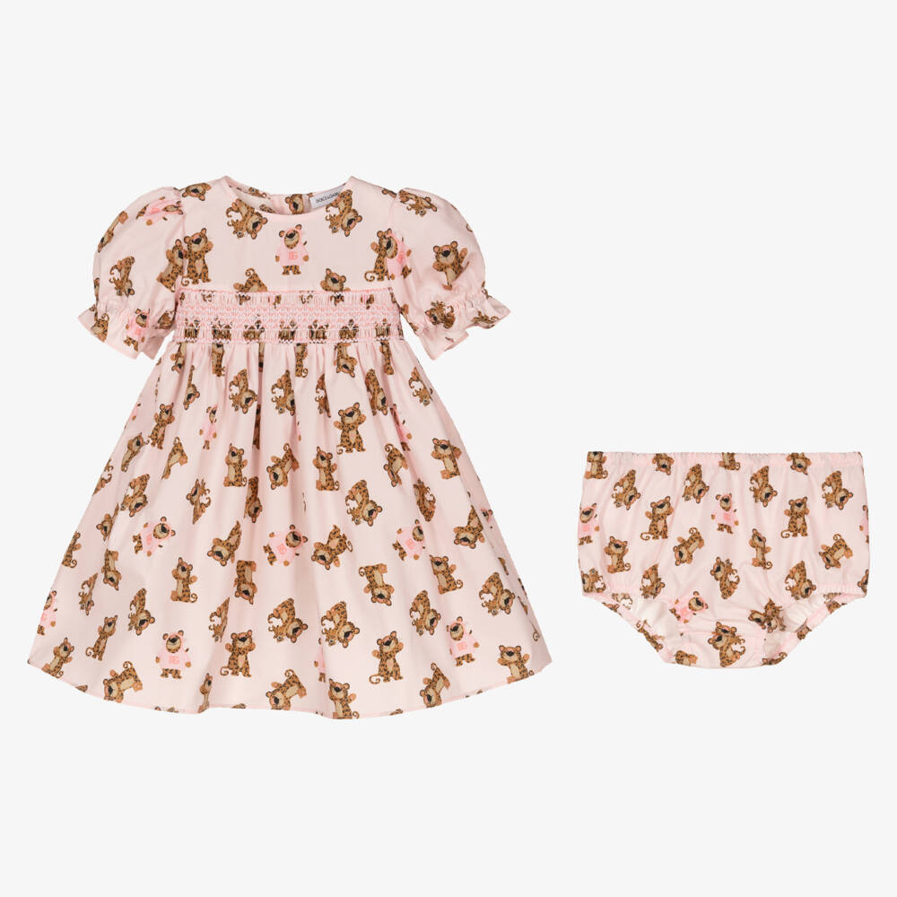 Dolce & Gabbana-فستان وردي بنقشة الفهد للبنات الصغيرات | Childrensalon Outlet