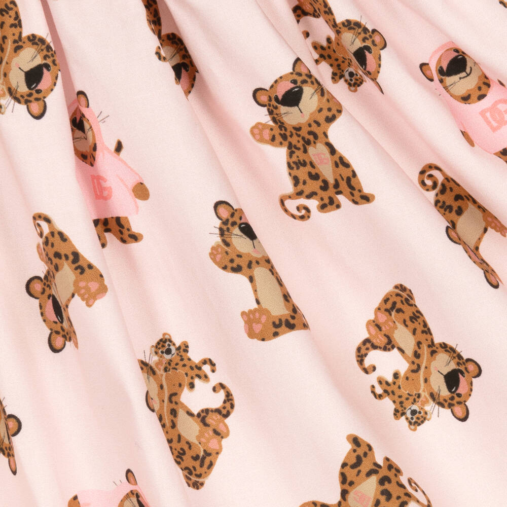Dolce & Gabbana-فستان وردي بنقشة الفهد للبنات الصغيرات | Childrensalon Outlet