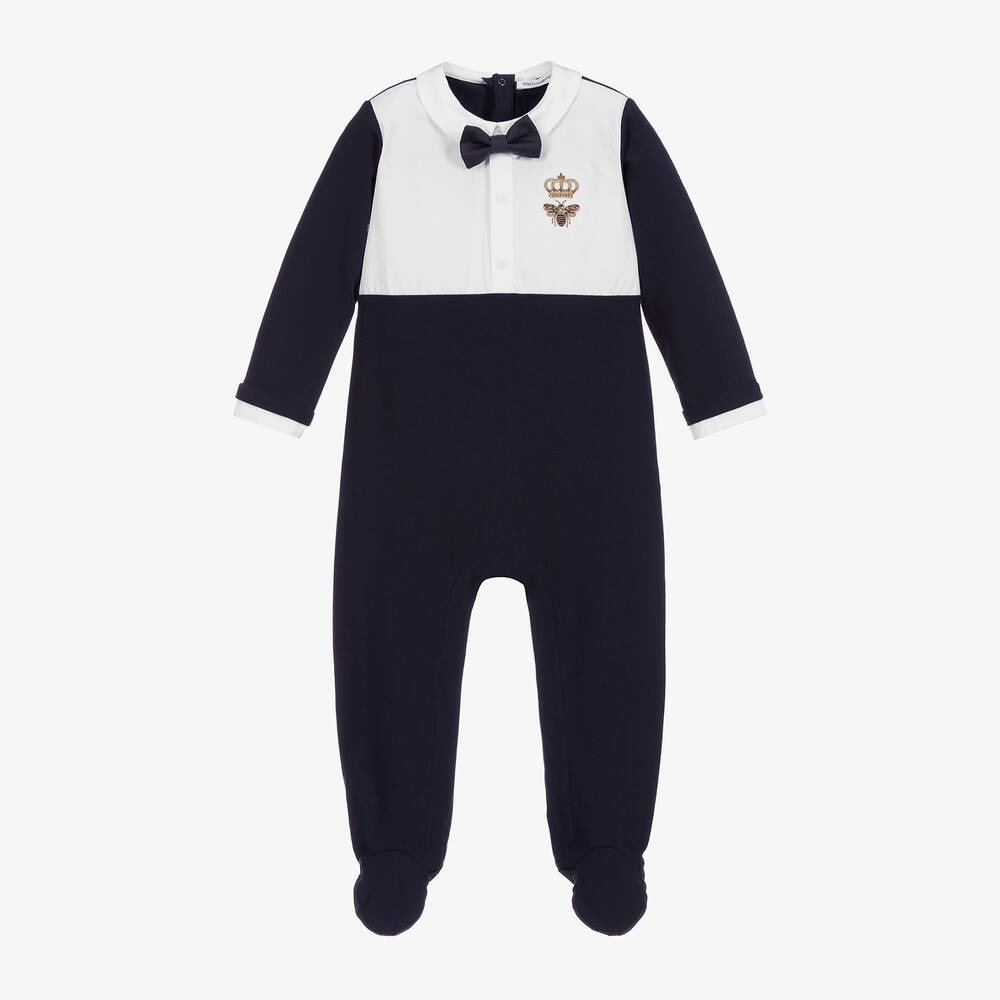 Dolce & Gabbana-Navy Blue Tuxedo Babygrow | Childrensalon Outlet