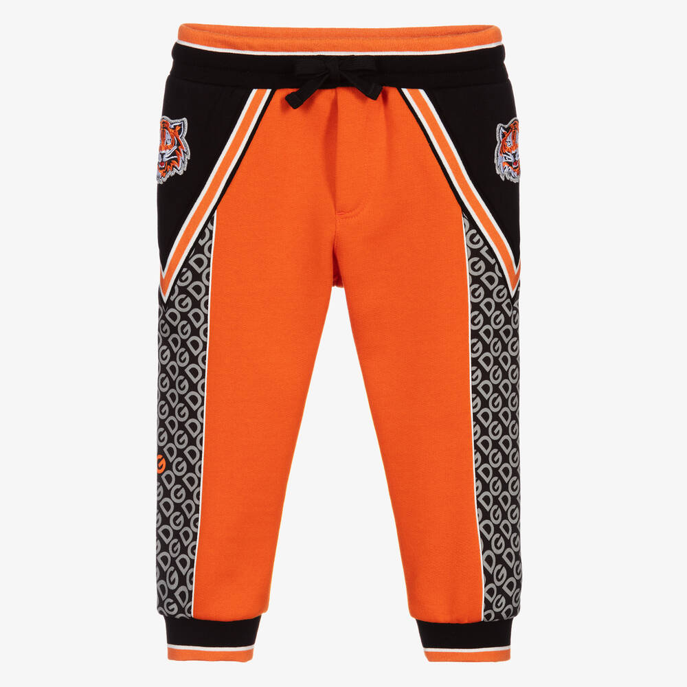 Dolce & Gabbana - Pantalon de jogging orange et noir avec logo | Childrensalon